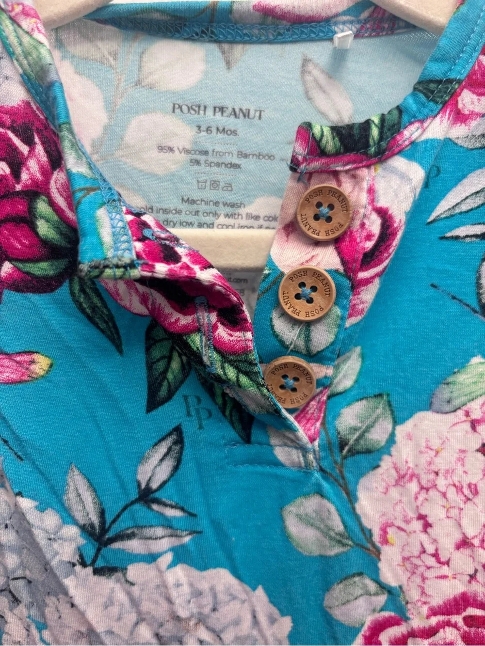 Posh Peanut Floral Bamboo Twirl Bodysuit Dress 3-6M
